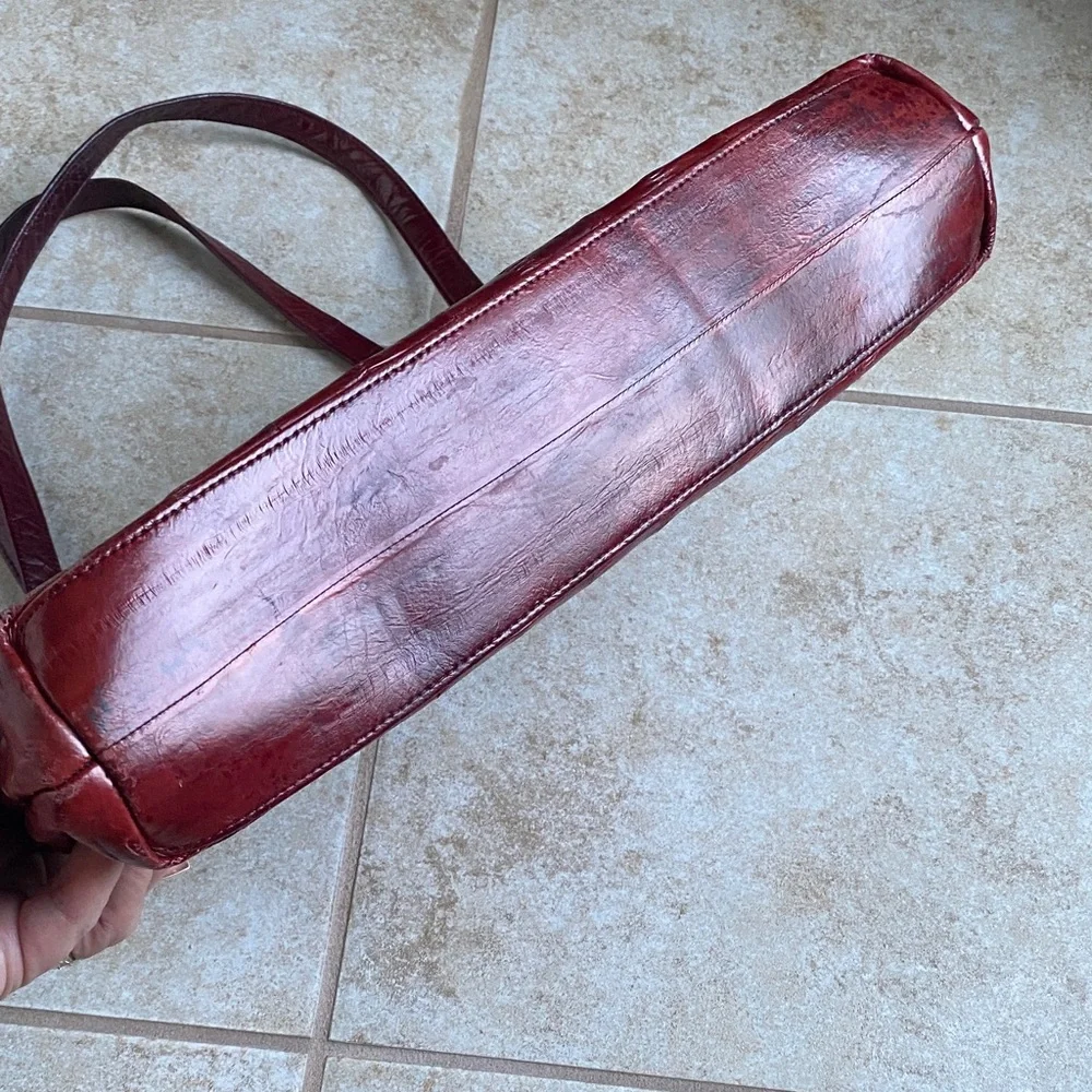 Eel skin 2 strap 4 compartment Red Leather Tote Bag